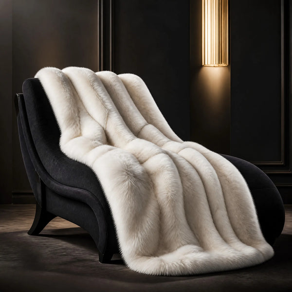 Ivory fur throw blanket by Maison Fourrure