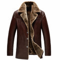 Men's brown leather fur-lined trench coat by Maison Fourrure