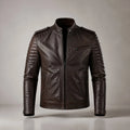 Men's dark brown leather moto jacket by Maison Fourrure