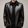Men's black cowhide leather trench coat by Maison Fourrure