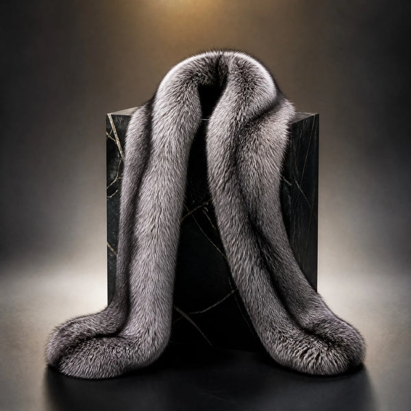 Silver fox fur stole by Maison Fourrure