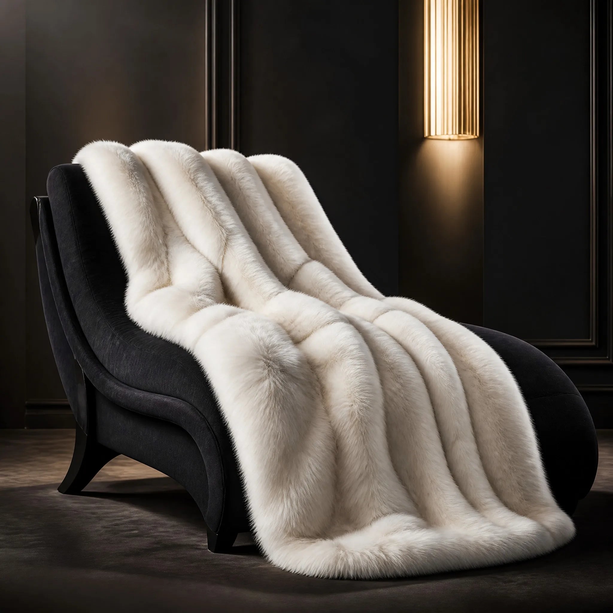 Ivory fur throw blanket by Maison Fourrure